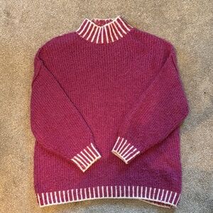 She + Sky Purple Sweater with White Accents